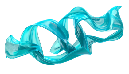 Flowing aquamarine fabric against a black background