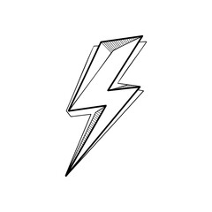 comic style lightning bolt icon with hand drawn 3d shadow effect for power and energy