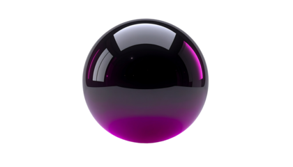 Glossy sphere with vibrant purple gradient, floating on black