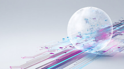 Futuristic glowing orb with vibrant circuit board design