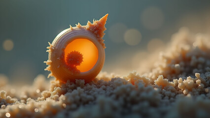 Seashell on sand, macro, beach