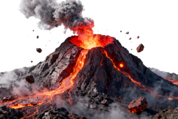 Erupting Volcano with Lava and Ash Cloud