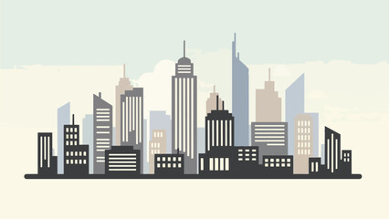 Naklejka premium Modern Cityscape Silhouette with Diverse Skyscrapers.