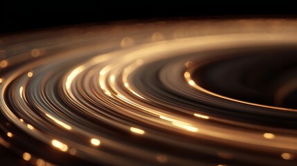 Blurred Planetary Rings Background with Golden Brown Hues and Patterns
