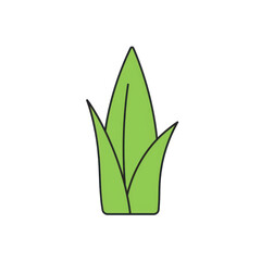 Simple cartoon illustration of a single green plant isolated on white background