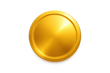 Golden coin blank spinning on transparent background