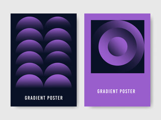 Abstract Purple Gradient Poster Template with Concentric Circles and Semicircle Patterns