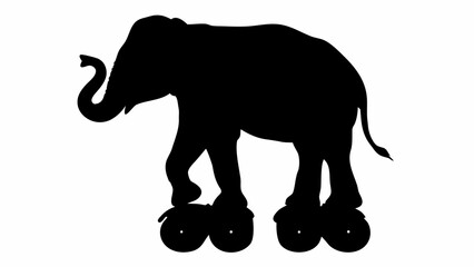 Obraz premium Elephant on roller skates in playful pose