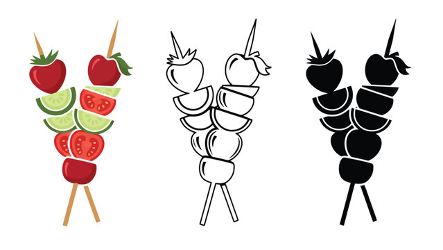 Colorful fruit skewers in vibrant modern designs