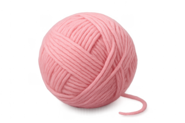 Pink yarn ball for knitting hobby on transparent background