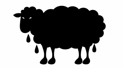 Obraz premium Black sheep silhouette with tears falling down