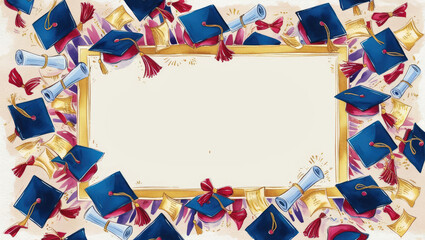 Festive Graduation Celebration Background with Blank Frame for Text