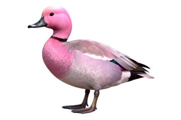 Pink Plumed Duck with Distinctive Neck Markings