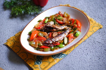 Stir fry saltfish with vegetables