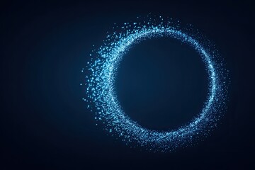 Glowing circle comprised of small blue particles. Set against a dark, ethereal backdrop