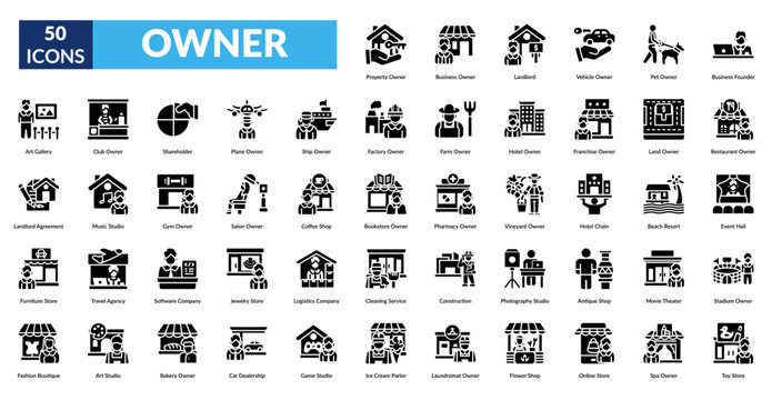 owner glyph icon set. Clock, Digital Clock, Alarm Clock, Stopwatch, Hourglass, Calendar, Agenda