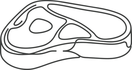 Simple Line Drawing of a Raw Steak Cut.