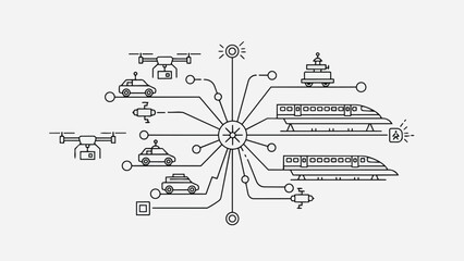 Connected transportation network with autonomous vehicles and trains.