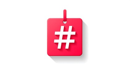 Obraz premium Hashtag Symbol on a Red Tag.