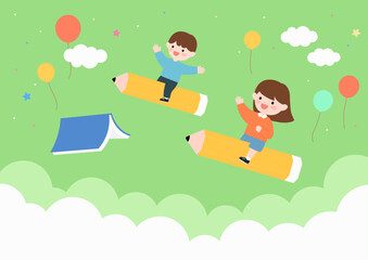 Vector illustrations of cute children.