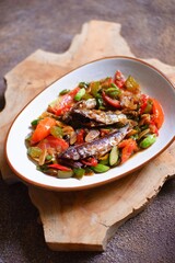 Stir fry saltfish with vegetables