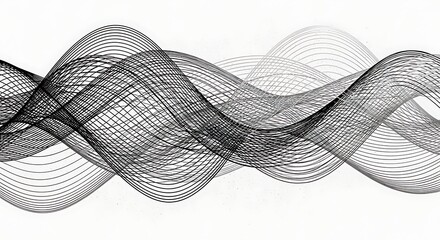 Dynamic Monochromatic Abstract Wave Grid Pattern with Intersecting Black and Gray Lines