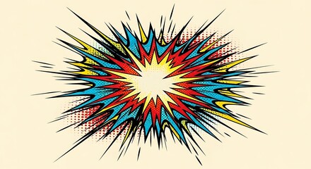 Dynamic Pop Art Comic Burst with Halftone Dots and Vibrant Colors