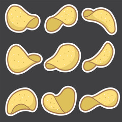 set of chip potato good for sticker, badge, element design, print design, etc