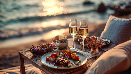 romantic dinner on beach