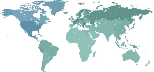 World Map with Gradient Colors Showing Global Distribution.