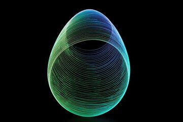 Rendered abstract egg-shaped structure created with concentric lines on a black background