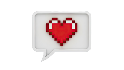 Pixelated Heart in a Speech Bubble
