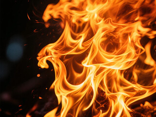 Close Up Flame Fire in the dark