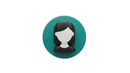 3D Avatar Icon with Black Hair and Teal Background