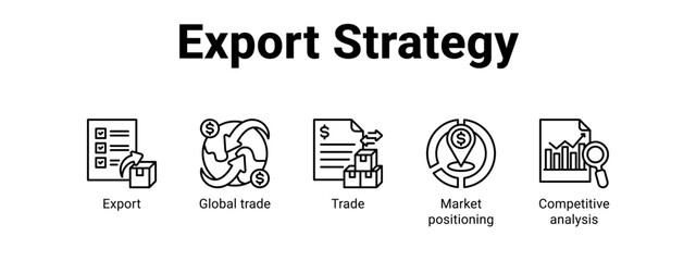 Export Strategy web banner icon vector illustration concept for  with icon of Export, Global trade, Trade, Market.