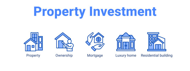 Property Investment web banner icon vector illustration concept for  with icon of Property, Ownership, Mortgage, Luxury.