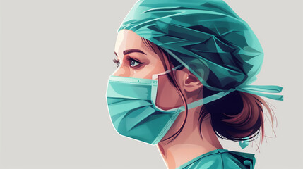 Heroic doctor, symbolizing hope, medical healthcare professional, Flat Halftone illustration