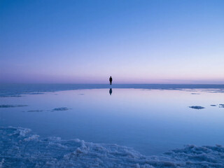 Silhouette at Salt Mirror Plain Liminal Space