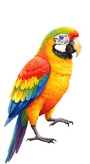 Fototapeta premium Vibrant Watercolor Macaw Parrot Illustration with Colorful Feathers on Gradient Background png alpha channel isolated on transparent background