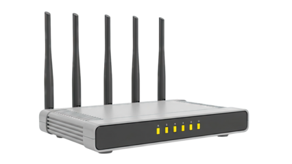Modern Wi-Fi Router with Multiple Antennas and Indicator Lights