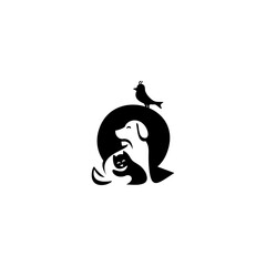 Creative vector cat, dog, bir...