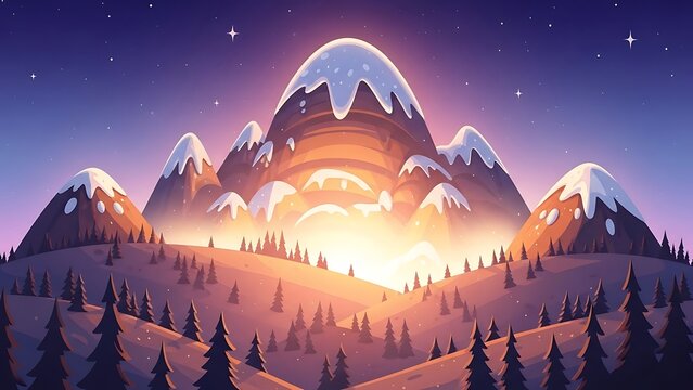 Snowy mountain range at sunset dusk. - Powered by Adobe