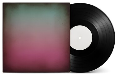 Vintage vinyl record album in a cover with a textured gradient isolated on white perfect for retro