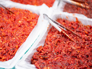Traditional Korean food and side dishes at the traditional market