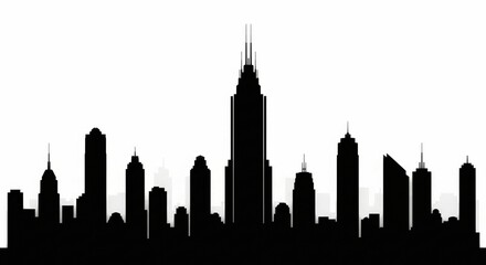Fototapeta premium ​Minimalist city skyline silhouette with elegant gradient background. Modern urban vector design.