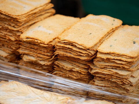 Fried fish cakes at a traditional market