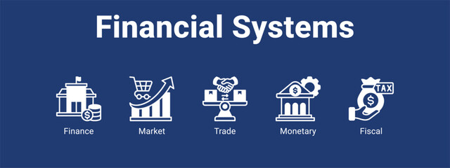 Financial Systems web banner icon vector illustration concept for  with icon of Finance, Market.