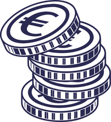 euro currency coins stack symbol