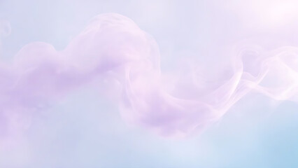 Soft, pastel-colored smoke swirling against a gradient blue and white background with a dreamy atmosphere.