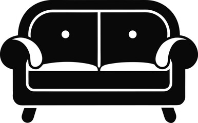 Modern Sofa Icon  Black Couch Silhouette Vector